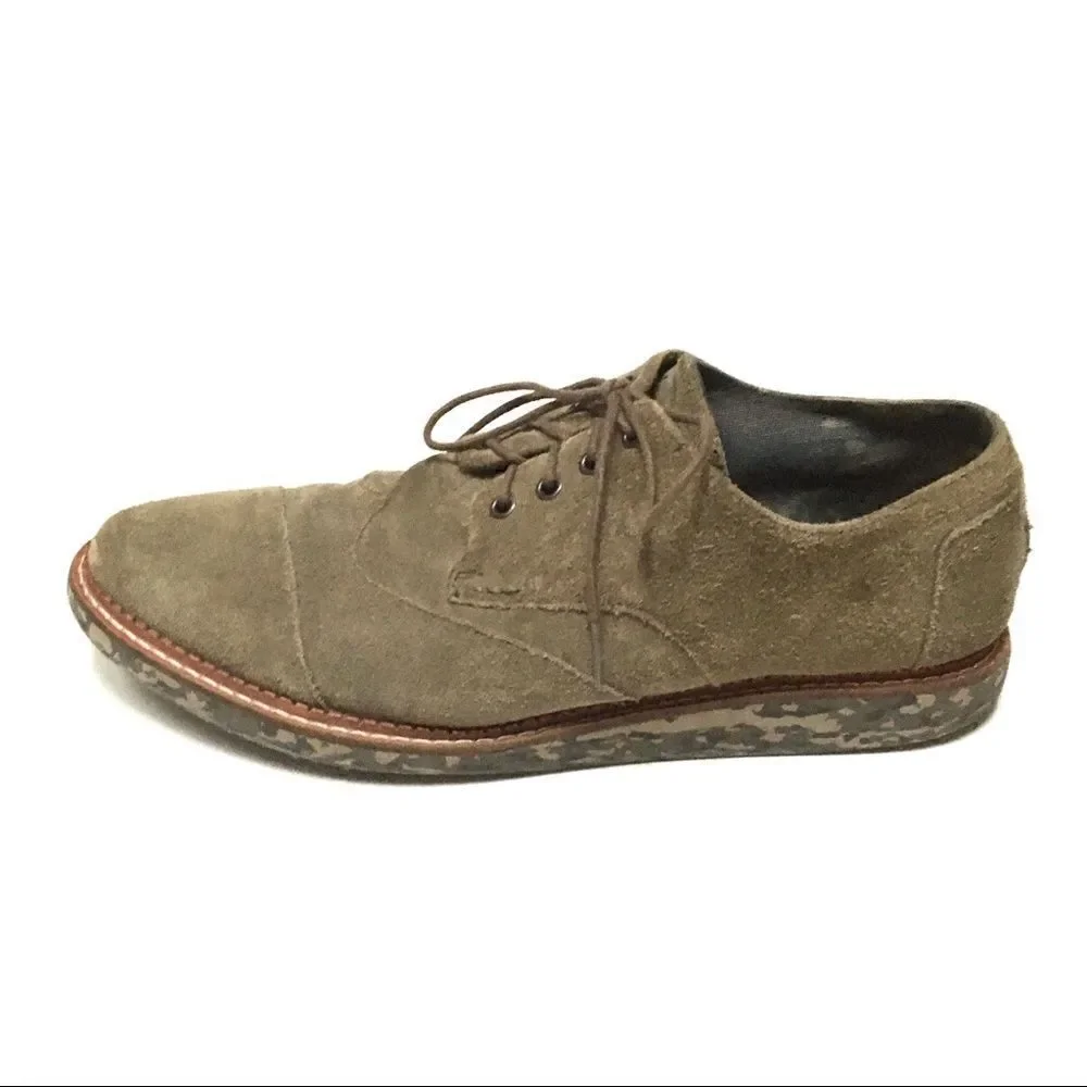 Toms camo wing tip suede oxford loafers 12‎